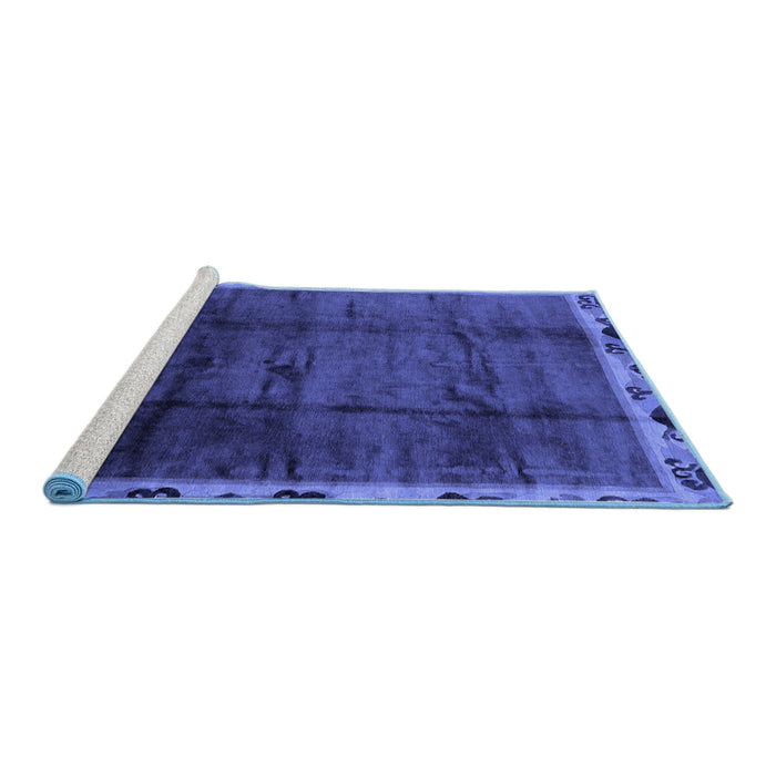 Sideview of Machine Washable Abstract Blue Modern Rug, wshabs2030blu