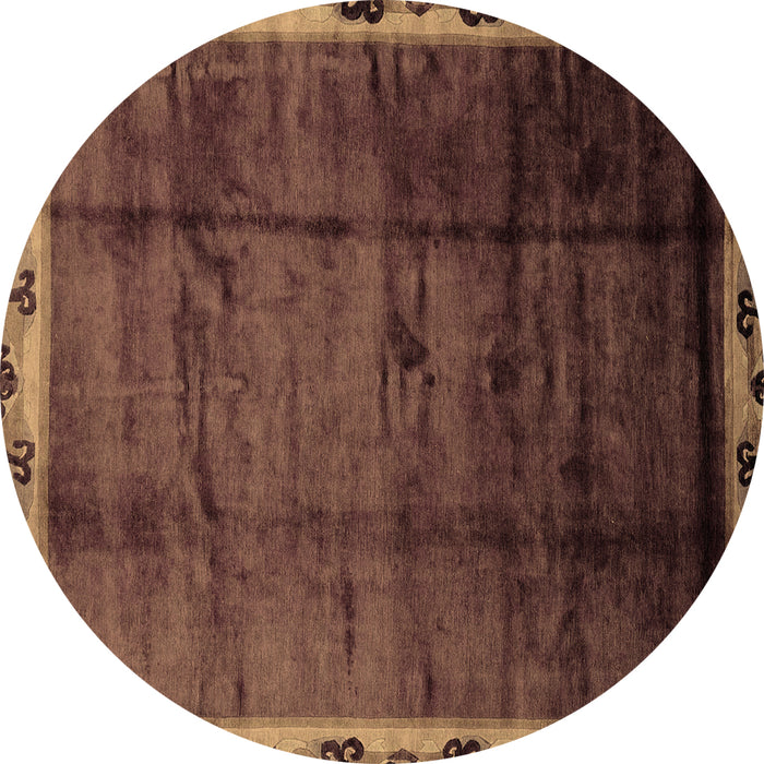 Round Abstract Brown Modern Rug, abs2030brn