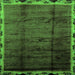 Square Machine Washable Abstract Green Modern Area Rugs, wshabs2030grn