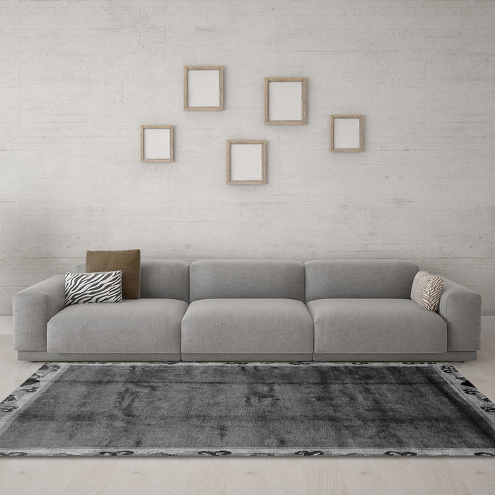 Machine Washable Abstract Gray Modern Rug in a Living Room,, wshabs2030gry