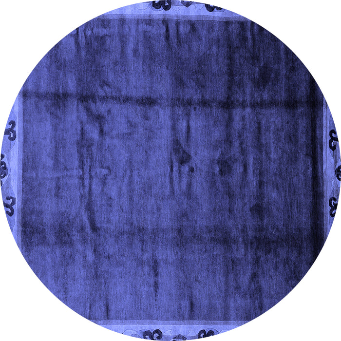Round Abstract Blue Modern Rug, abs2030blu