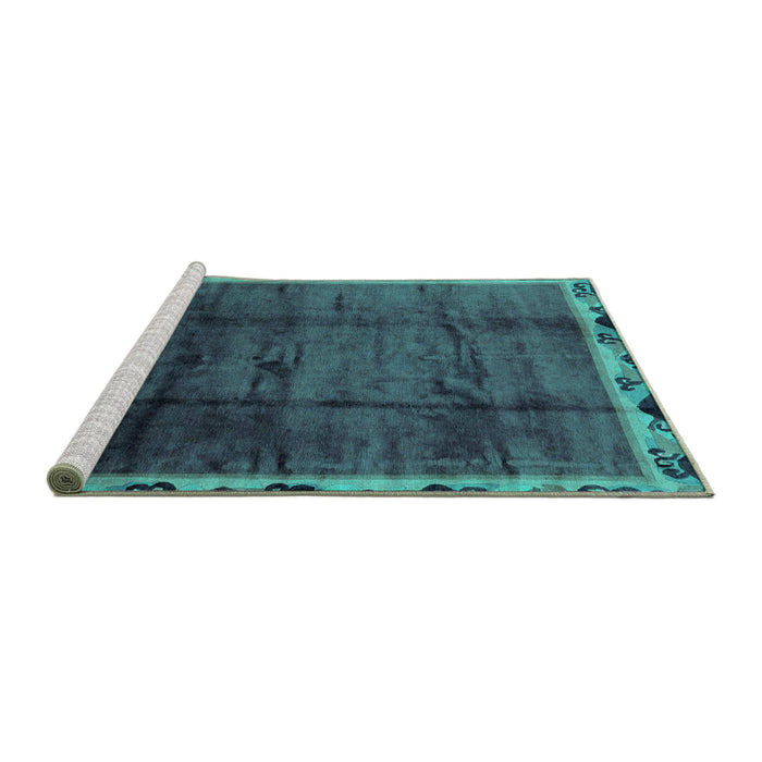 Sideview of Machine Washable Abstract Turquoise Modern Area Rugs, wshabs2030turq