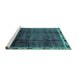 Sideview of Machine Washable Abstract Turquoise Modern Area Rugs, wshabs2030turq
