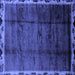 Square Abstract Blue Modern Rug, abs2030blu