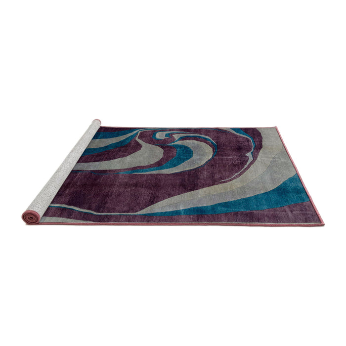Sideview of Machine Washable Abstract Purple Lily Purple Rug, wshabs2031