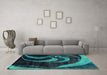 Machine Washable Abstract Turquoise Modern Area Rugs in a Living Room,, wshabs2031turq