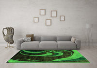 Machine Washable Abstract Green Modern Rug, wshabs2031grn