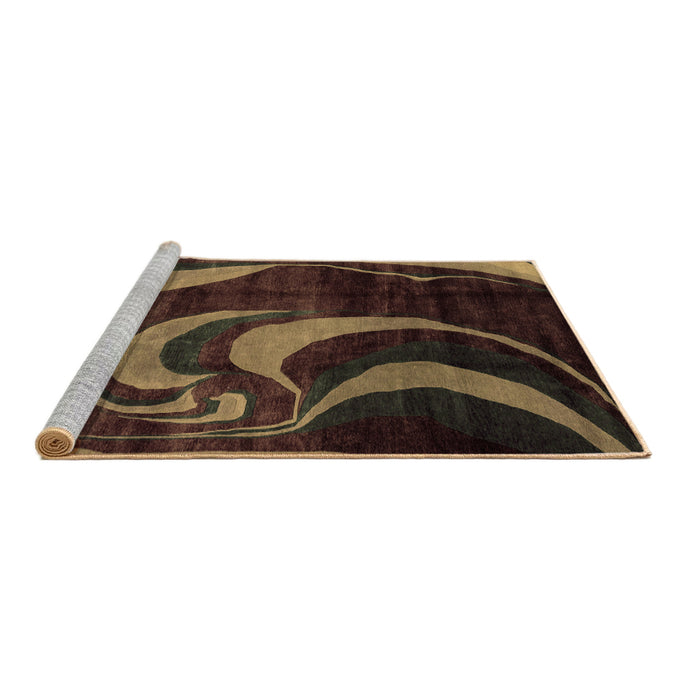 Sideview of Machine Washable Abstract Brown Modern Rug, wshabs2031brn