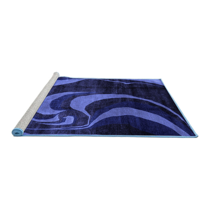 Sideview of Machine Washable Abstract Blue Modern Rug, wshabs2031blu