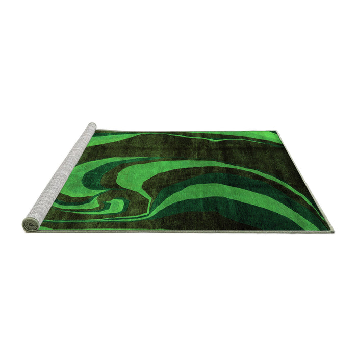 Sideview of Machine Washable Abstract Green Modern Area Rugs, wshabs2031grn