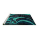 Sideview of Machine Washable Abstract Turquoise Modern Area Rugs, wshabs2031turq