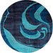 Round Abstract Light Blue Modern Rug, abs2031lblu