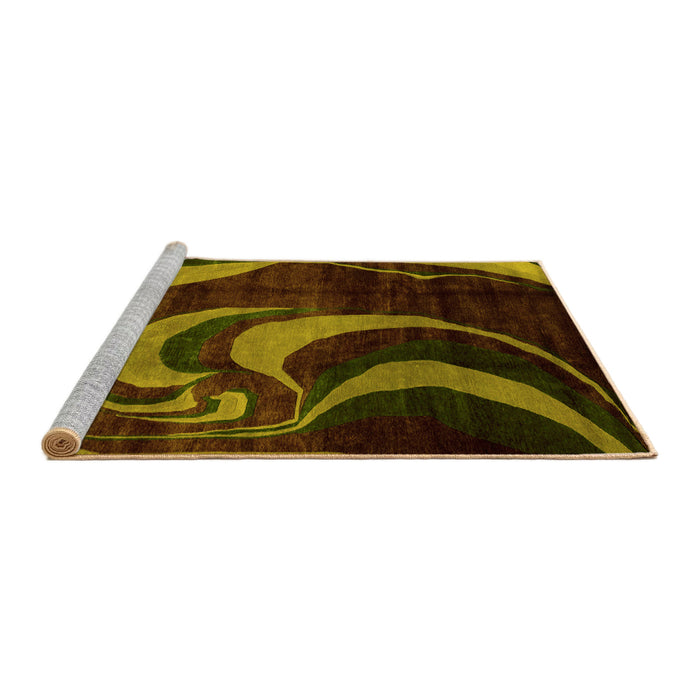 Sideview of Machine Washable Abstract Yellow Modern Rug, wshabs2031yw