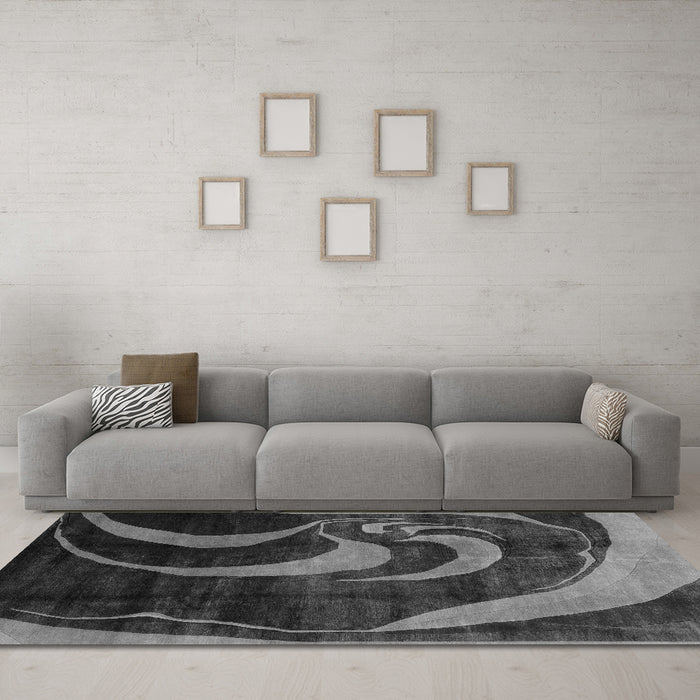 Machine Washable Abstract Gray Modern Rug in a Living Room,, wshabs2031gry