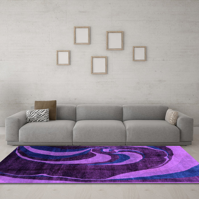 Machine Washable Abstract Purple Modern Area Rugs in a Living Room, wshabs2031pur