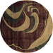 Round Machine Washable Abstract Brown Modern Rug, wshabs2031brn