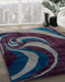 Machine Washable Abstract Purple Lily Purple Rug in a Family Room, wshabs2031