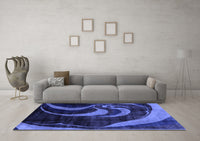 Machine Washable Abstract Blue Modern Rug, wshabs2031blu