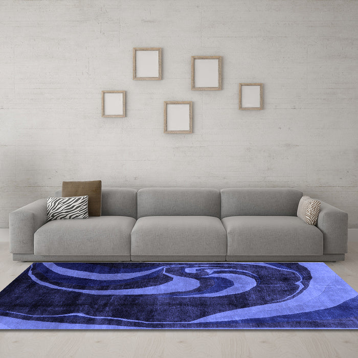 Machine Washable Abstract Blue Modern Rug in a Living Room, wshabs2031blu