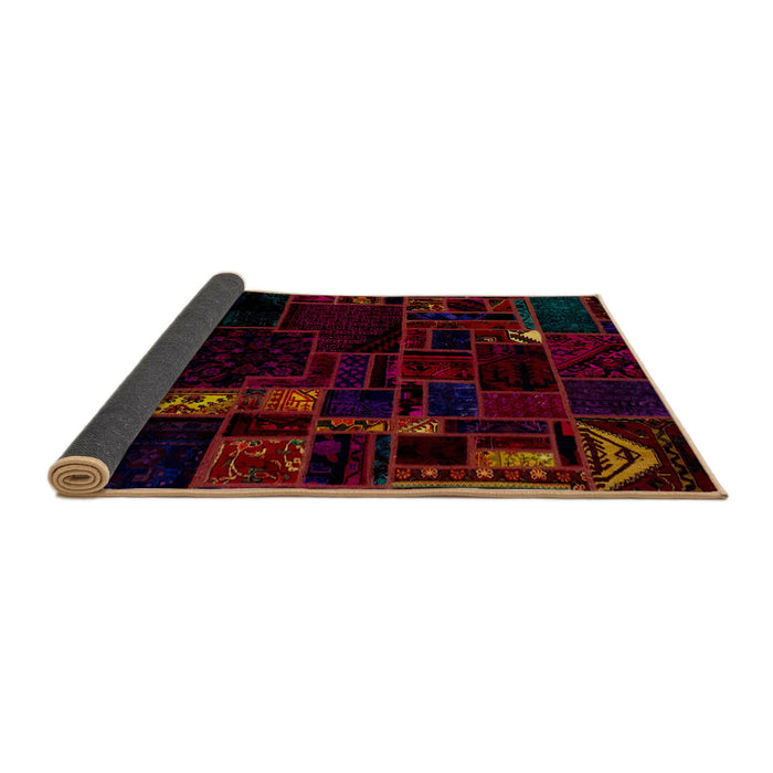 Sideview of Abstract Bakers Brown Patchwork Rug, abs2032