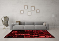 Machine Washable Patchwork Red Transitional Rug, wshabs2032red