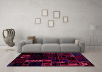 Machine Washable Patchwork Pink Transitional Rug, wshabs2032pnk