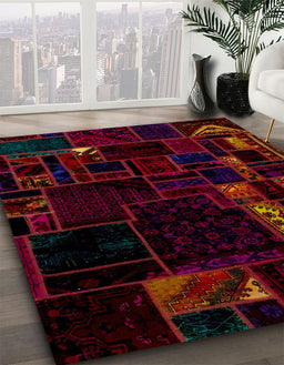 Machine Washable Abstract Bakers Brown Rug in a Family Room, wshabs2032