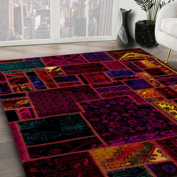 Machine Washable Abstract Bakers Brown Rug in a Family Room, wshabs2032