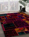 Abstract Bakers Brown Patchwork Rug in Family Room, abs2032