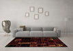 Machine Washable Patchwork Brown Transitional Rug in a Living Room,, wshabs2032brn