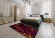 Abstract Bakers Brown Patchwork Rug in a Bedroom, abs2032