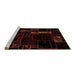 Sideview of Machine Washable Patchwork Brown Transitional Rug, wshabs2032brn