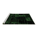 Sideview of Machine Washable Patchwork Emerald Green Transitional Area Rugs, wshabs2032emgrn