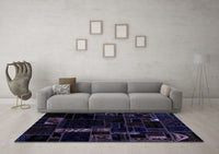 Machine Washable Patchwork Blue Transitional Rug, wshabs2032blu