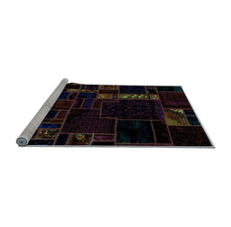 Sideview of Machine Washable Patchwork Light Blue Transitional Rug, wshabs2032lblu
