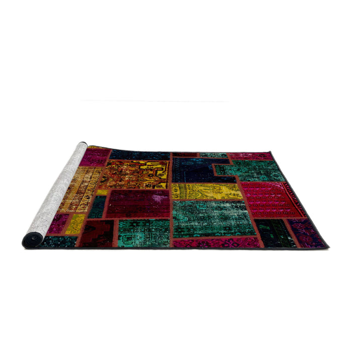 Sideview of Machine Washable Abstract Coffee Brown Rug, wshabs2033