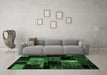 Machine Washable Patchwork Emerald Green Transitional Area Rugs in a Living Room,, wshabs2033emgrn