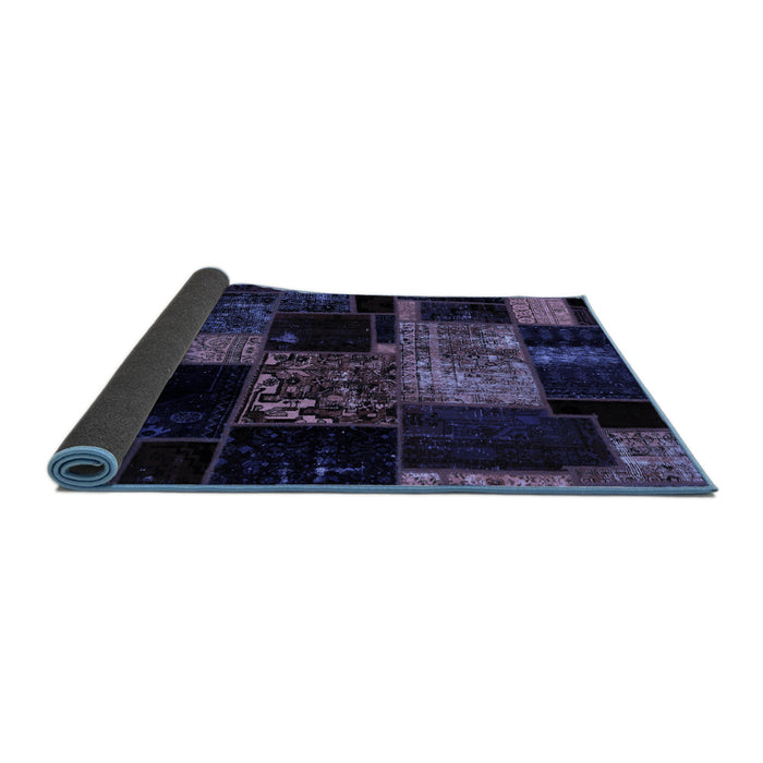 Sideview of Patchwork Blue Transitional Rug, abs2033blu