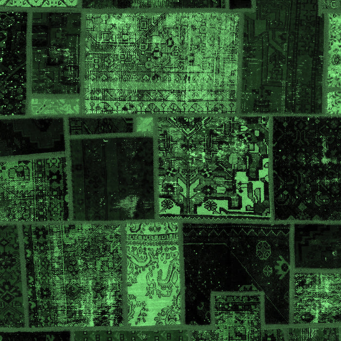 Machine Washable Patchwork Emerald Green Transitional Area Rugs, wshabs2033emgrn