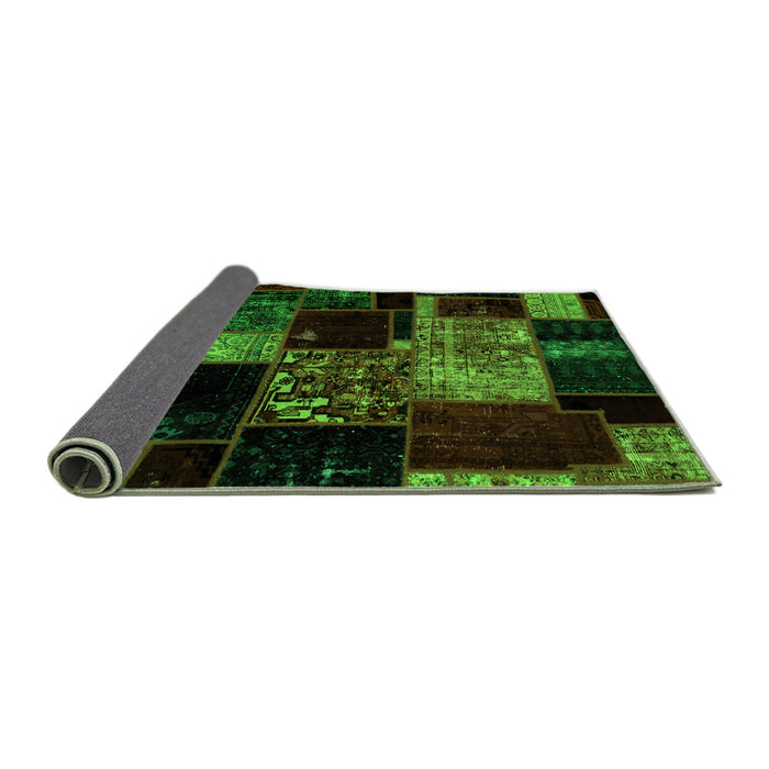 Sideview of Patchwork Green Transitional Rug, abs2033grn