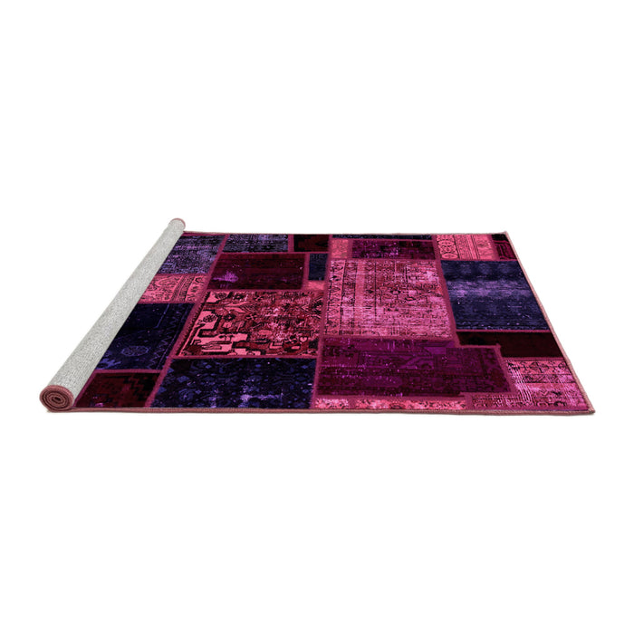 Sideview of Machine Washable Patchwork Pink Transitional Rug, wshabs2033pnk