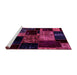 Sideview of Machine Washable Patchwork Pink Transitional Rug, wshabs2033pnk