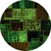 Round Patchwork Green Transitional Rug, abs2033grn