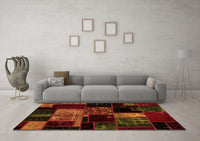 Machine Washable Patchwork Orange Transitional Rug, wshabs2033org