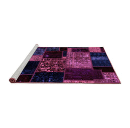 Sideview of Machine Washable Patchwork Purple Transitional Area Rugs, wshabs2033pur