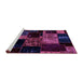 Sideview of Machine Washable Patchwork Purple Transitional Area Rugs, wshabs2033pur