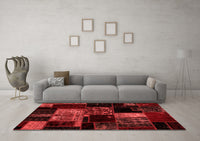 Machine Washable Patchwork Red Transitional Rug, wshabs2033red