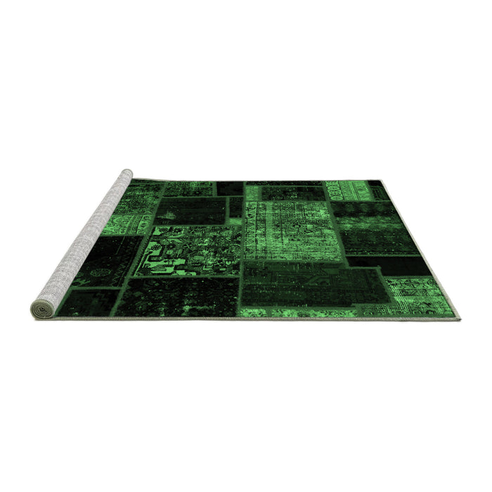 Sideview of Machine Washable Patchwork Emerald Green Transitional Area Rugs, wshabs2033emgrn