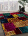 Abstract Coffee Brown Patchwork Rug in Family Room, abs2033