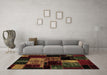 Machine Washable Patchwork Brown Transitional Rug in a Living Room,, wshabs2033brn
